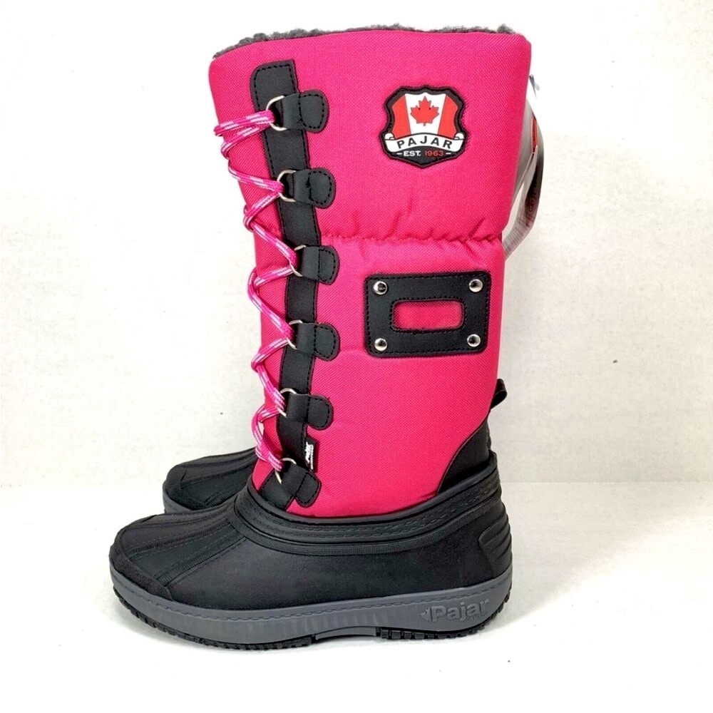 Pajar Canada Fur Lined Snow Boots Girls Size 3Y Waterproof Pink